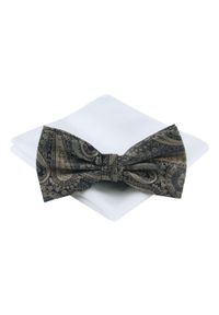 Mucha Męska z Poszetką - Chattier - Paisley w Odcieniach Beżów,. Kolor: wielokolorowy, beżowy, brązowy. Wzór: paisley. Styl: sportowy, elegancki