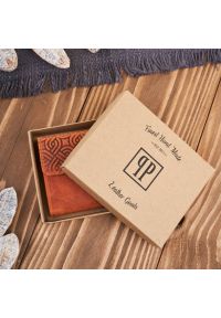 PAOLO PERUZZI - Portfel skórzany vintage Paolo Peruzzi pomarańczowy T-114-HOR. Kolor: pomarańczowy. Materiał: skóra. Wzór: geometria #1