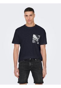 Only & Sons T-Shirt 22025286 Granatowy Regular Fit. Kolor: niebieski. Materiał: bawełna
