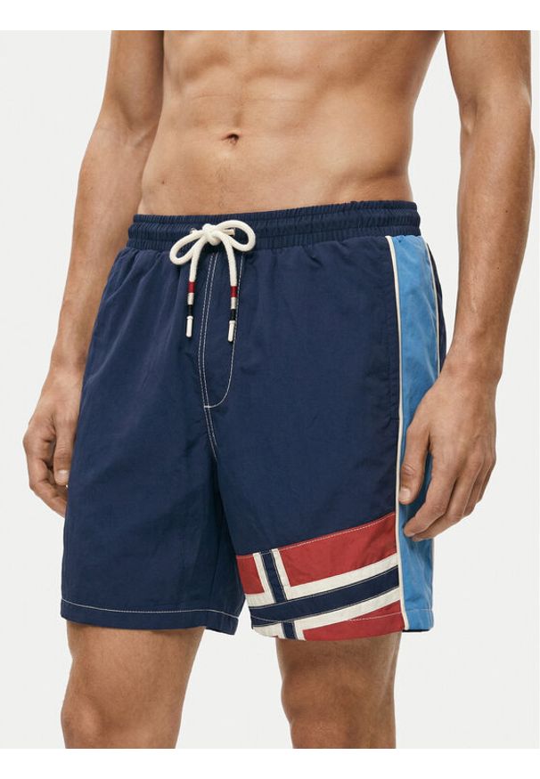 Napapijri Szorty kąpielowe V-Reflect NP0A4G6H Granatowy Regular Fit. Kolor: niebieski. Materiał: syntetyk