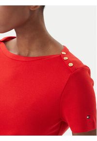 TOMMY HILFIGER - Tommy Hilfiger T-Shirt WW0WW49250 Czerwony Slim Fit. Kolor: czerwony. Materiał: bawełna #2