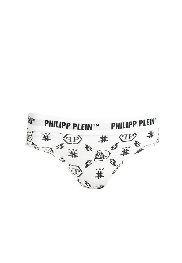 Philipp Plein Majtki "Bi-pack" | DUPP11 | Tanga Donna Bipack | Kobieta | Biały. Kolor: biały. Materiał: elastan, bawełna. Wzór: nadruk