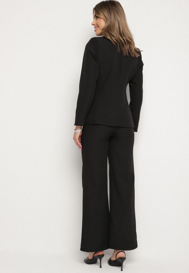 Born2be - Czarny Komplet Garniturowy Szerokie Spodnie i Marynarka Arkellia. Kolor: czarny