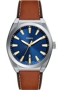 Zegarek Fossil Męski Everett Classic Silver Blue Dial Brown Leather (FS6115) #1