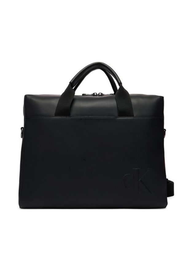 Calvin Klein Torba na laptopa Bold Ck Commuter LV04D3312G Czarny. Kolor: czarny. Materiał: skóra