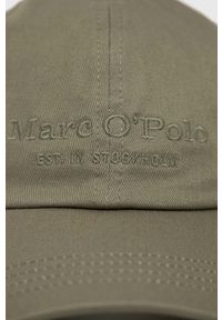 Marc O'Polo czapka z daszkiem bawełniana kolor zielony gładka. Kolor: zielony. Materiał: bawełna. Wzór: gładki #4