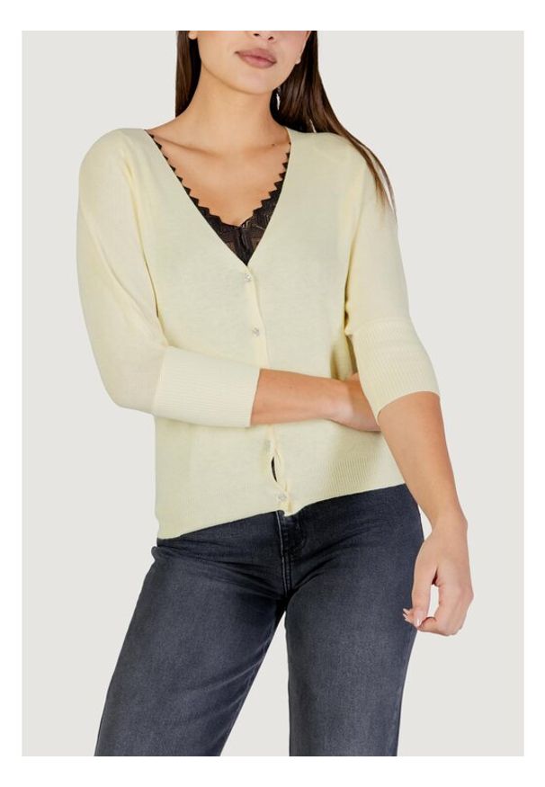 Morgan De Toi Kardigan 251-MBATSI Żółty Casual Fit. Okazja: na co dzień. Kolor: żółty. Styl: casual