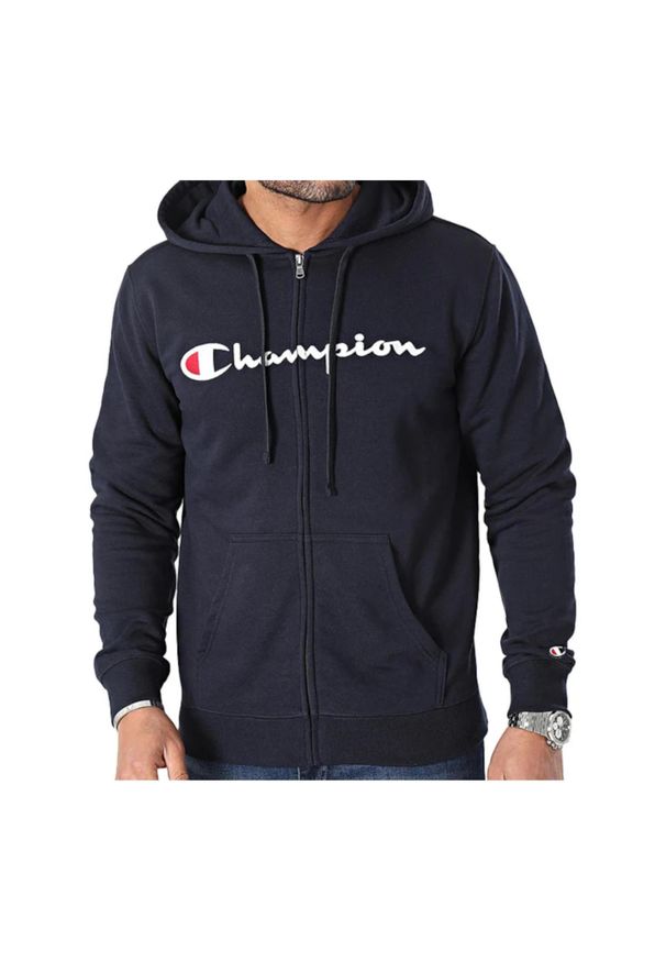 Bluza męska Champion Full Zip Hoodie. Kolor: wielokolorowy, niebieski, czarny. Materiał: dresówka