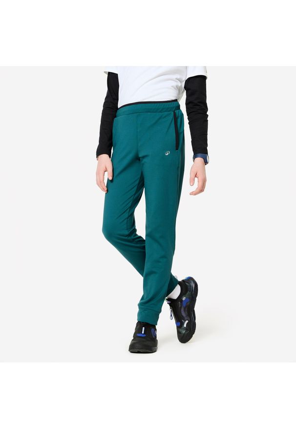 DOMYOS - Spodnie dresowe dla dzieci Domyos. Kolekcja: plus size. Kolor: czarny, zielony, wielokolorowy, niebieski. Materiał: poliester, materiał, elastan