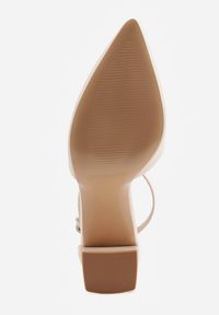 Renee - Beżowe Czółenka na Słupku w Klasycznym Stylu ze Szpiczastym Noskiem Zelelle. Nosek buta: szpiczasty. Kolor: beżowy. Wzór: gładki. Obcas: na słupku. Styl: klasyczny #7
