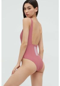 adidas Performance jednoczęściowy strój kąpielowy Iconisea kolor różowy lekko usztywniona miseczka. Kolor: różowy. Materiał: skóra, materiał #4