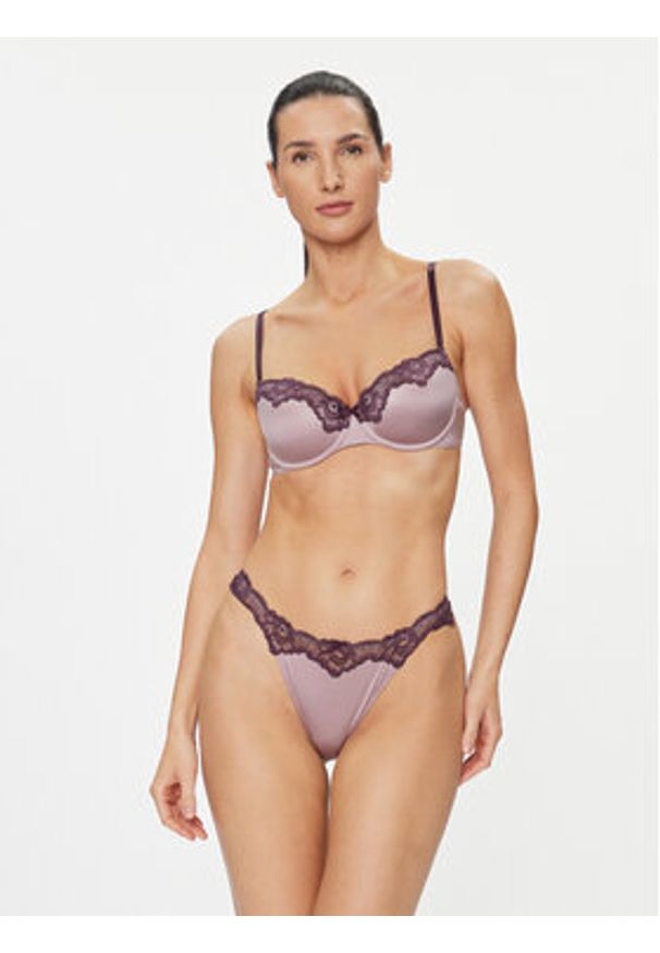 Hunkemöller Biustonosz z fiszbiną Lace & Shine 203622 Fioletowy. Kolor: fioletowy. Materiał: syntetyk