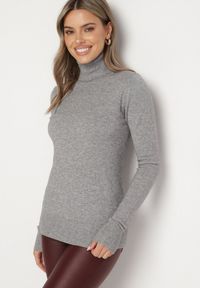 Born2be - Szary Golf Sweter z Wiskozą i Kaszmirem Zailaya. Okazja: na co dzień. Typ kołnierza: golf. Kolor: szary. Materiał: kaszmir, wiskoza. Styl: casual #7