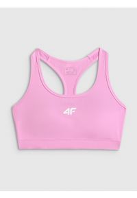 4f - 4F Biustonosz treningowy z niskim wsparciem damski - różowy M. Kolor: różowy. Materiał: skóra, guma. Sport: fitness #1