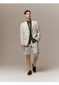 Reserved - Garniturowe szorty z lnem - beżowy. Kolor: beżowy. Materiał: len #1