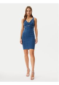 Guess Sukienka jeansowa W5GK75 D5LK0 Niebieski Regular Fit. Kolor: niebieski. Materiał: jeans, bawełna #4