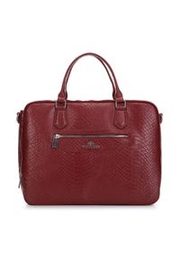 Wittchen - Damska torba na laptopa 13" ze skóry croco bordowa. Kolor: czerwony. Materiał: skóra. Styl: casual, klasyczny, elegancki, glamour