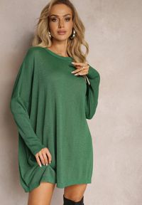 Renee - Zielony Sweter Oversize z Delikatną Złotą Nitką Felhana. Kolor: zielony. Sezon: zima #4