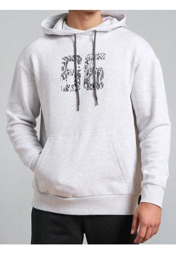 Sinsay - Bluza hoodie - szary. Kolor: szary