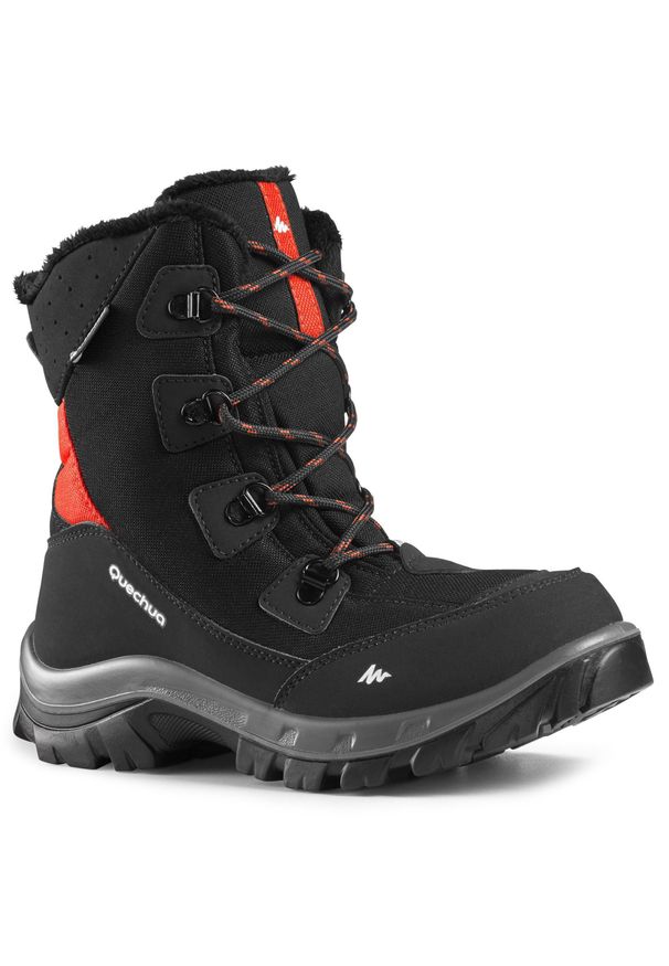 quechua - Buty turystyczne WTP - SH500 Warm sznurowane - dla dzieci. Kolor: czarny. Materiał: kauczuk. Szerokość cholewki: normalna. Sezon: zima