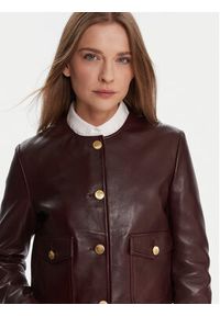 TOMMY HILFIGER - Tommy Hilfiger Kurtka skórzana WW0WW46861 Bordowy Regular Fit. Kolor: czerwony. Materiał: skóra #5