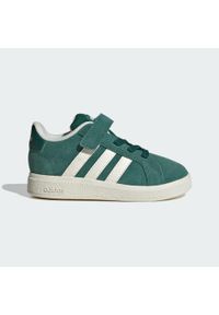 Adidas - Buty Grand Court 2.0 Kids. Kolor: czarny, zielony, biały, wielokolorowy. Sport: turystyka piesza