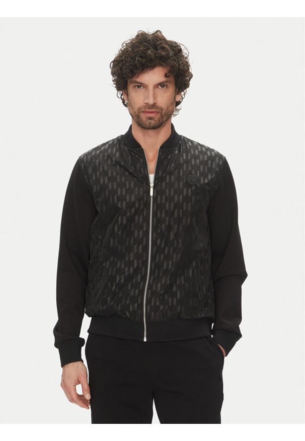 Karl Lagerfeld - KARL LAGERFELD Bluza 505064 552902 Czarny Regular Fit. Typ kołnierza: dekolt w karo. Kolor: czarny. Materiał: syntetyk
