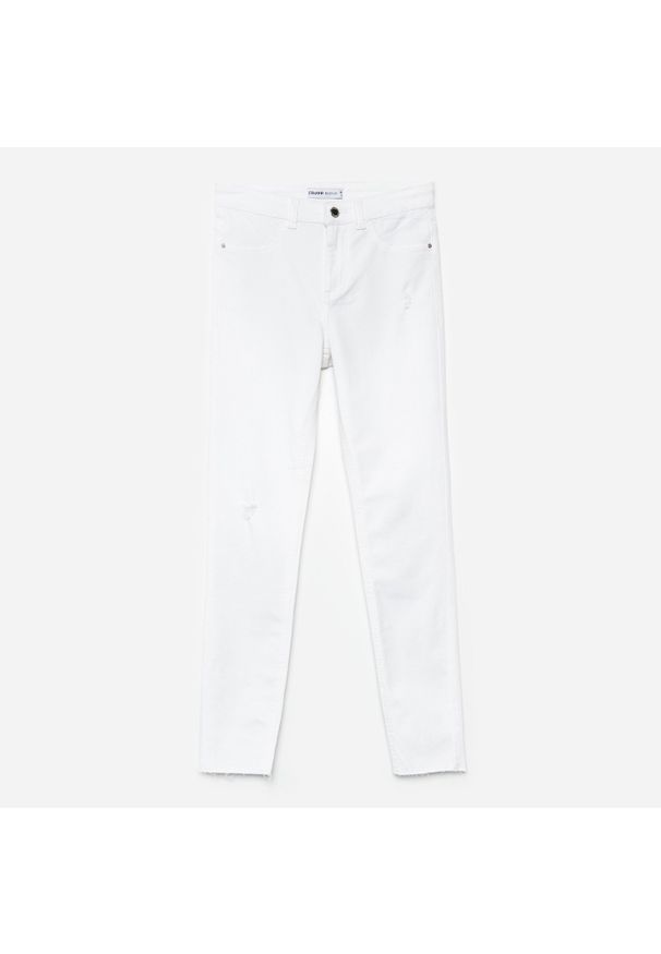 Cropp - Jeansy skinny z niskim stanem - Biały. Stan: obniżony. Kolor: biały