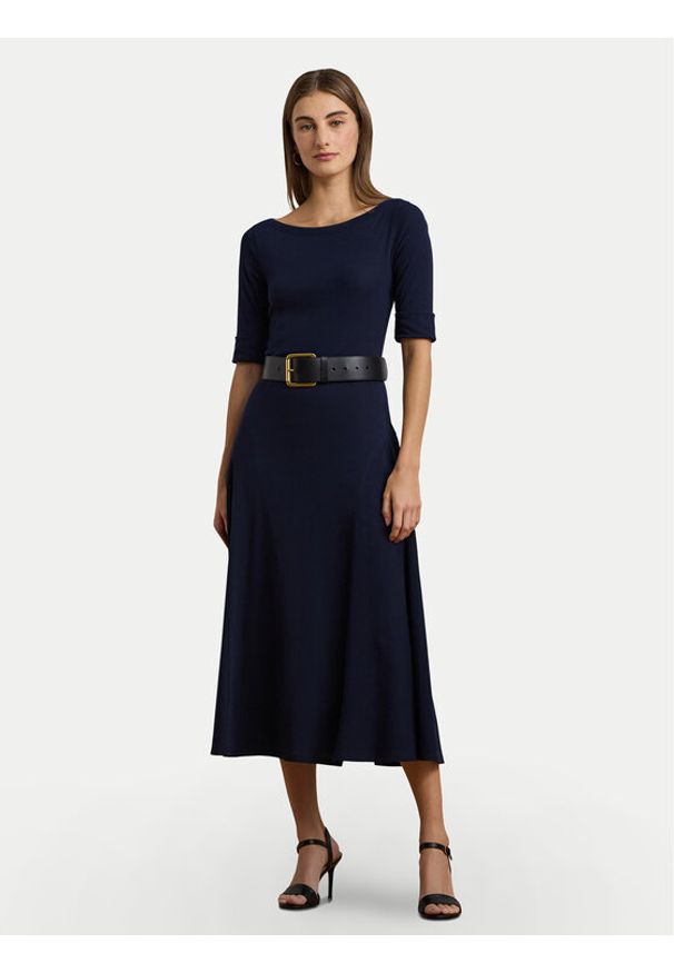 Lauren Ralph Lauren - LAUREN RALPH LAUREN Sukienka codzienna 200973599002 Granatowy Slim Fit. Okazja: na co dzień. Kolor: niebieski. Materiał: bawełna. Typ sukienki: proste. Styl: casual