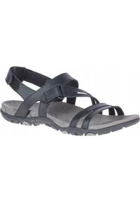 Sandały trekkingowe dla kobiet Merrell J002684. Zapięcie: rzepy. Kolor: czarny. Materiał: materiał, skóra, tkanina, syntetyk. Sport: turystyka piesza