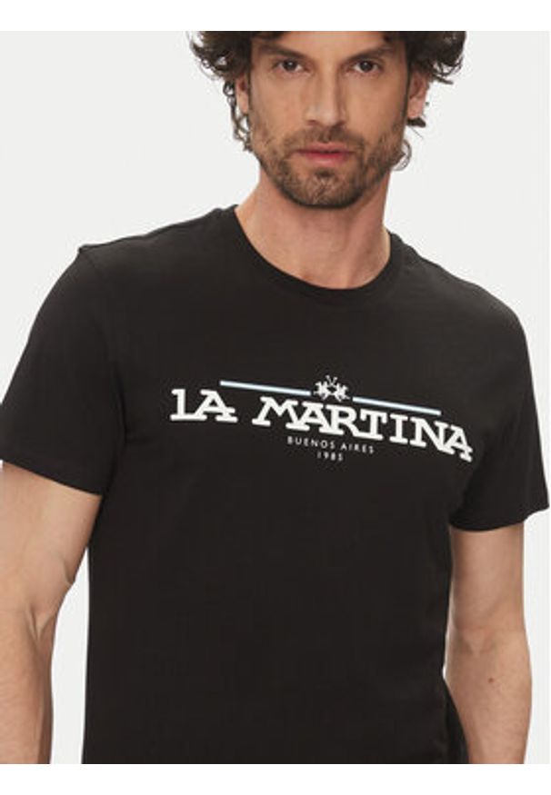 La Martina T-Shirt Aguer MAR304 JS206 Czarny Regular Fit. Kolor: czarny. Materiał: bawełna