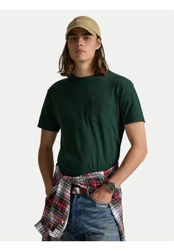 Polo Ralph Lauren T-Shirt 710671438460 Zielony Custom Slim Fit. Typ kołnierza: polo. Kolor: zielony. Materiał: bawełna