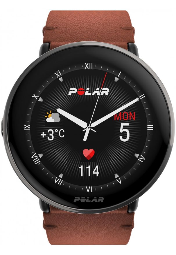 POLAR - Polar Ignite 3 Titanium brązowy skórzany M/L. Kolor: brązowy. Materiał: skóra, polar. Styl: sportowy