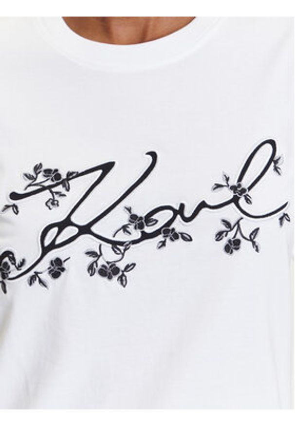 Karl Lagerfeld - KARL LAGERFELD T-Shirt A3W17018 Biały Regular Fit. Typ kołnierza: dekolt w karo. Kolor: biały. Materiał: bawełna