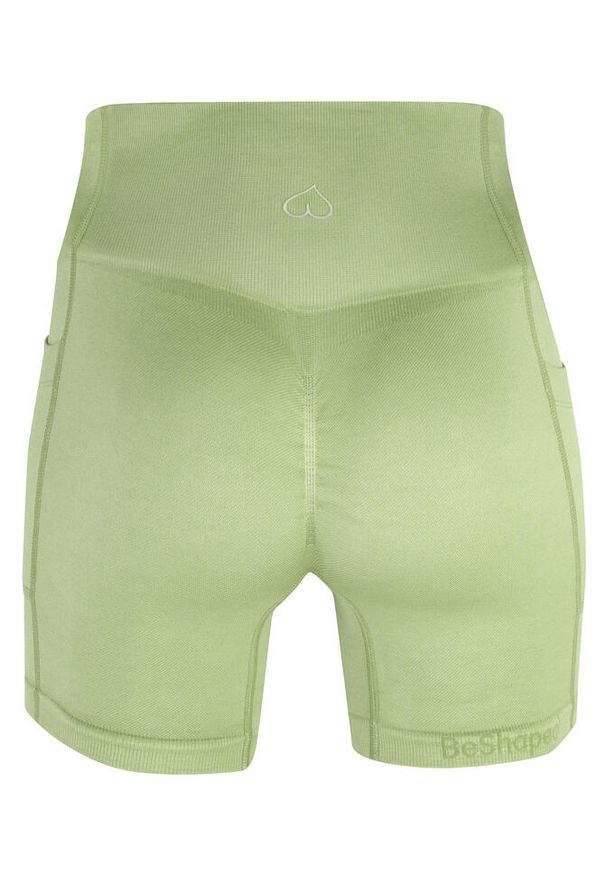 BESHAPED - Szorty fitness damskie Beshaped Lift Me Up z kieszeniami. Kolor: zielony. Materiał: nylon. Sport: fitness