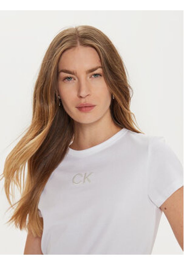 Calvin Klein T-Shirt K20K207974 Biały Regular Fit. Kolor: biały. Materiał: bawełna