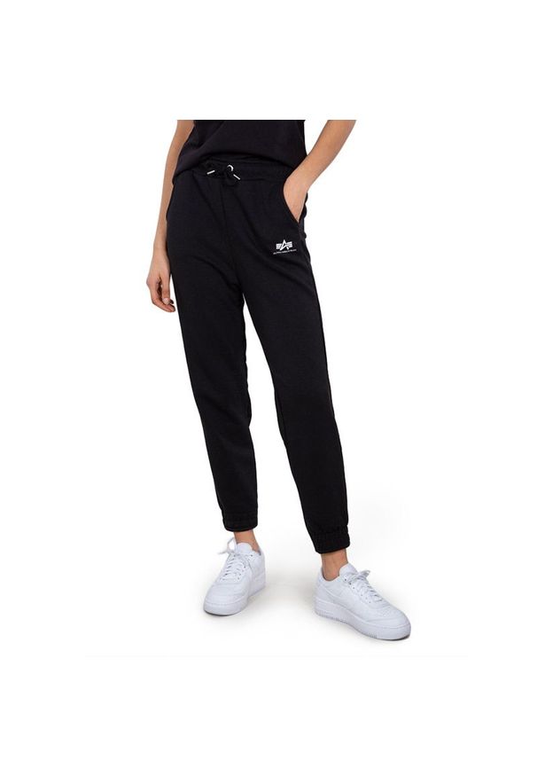 Spodnie dresowe damskie Alpha Industries Basic Jogger SL 11605103 - czarne. Kolor: czarny. Materiał: dresówka. Wzór: aplikacja