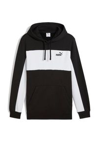 Bluza z kapturem Puma Ess Block Hoodie Fl, Mężczyźni. Typ kołnierza: kaptur. Kolor: czarny. Materiał: materiał, bawełna