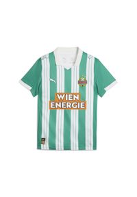Puma - Młodzieżowa koszulka domowa SK Rapid Wiedeń 25/26 PUMA White Sport Green. Kolor: zielony, biały, wielokolorowy. Wzór: paski. Sport: piłka nożna