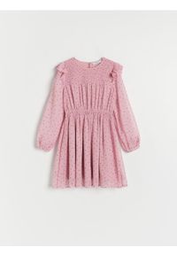 Reserved - Sukienka w drobny wzór - brudny róż. Kolor: różowy. Materiał: tkanina #1