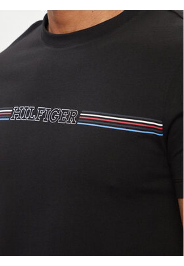 TOMMY HILFIGER - Tommy Hilfiger T-Shirt Stripe Chest MW0MW34428 Czarny Slim Fit. Kolor: czarny. Materiał: bawełna