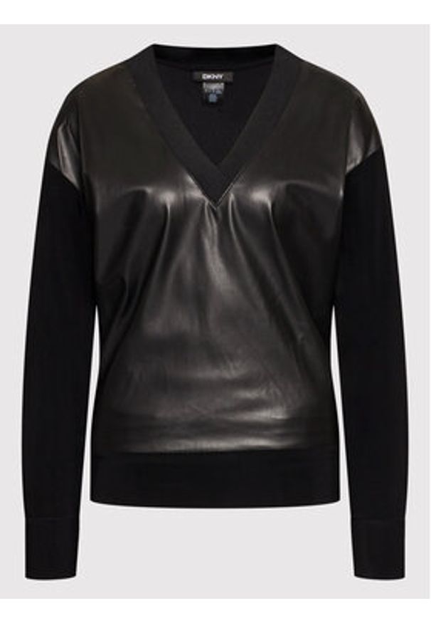 DKNY Bluzka P1RHZC90 Czarny Regular Fit. Kolor: czarny. Materiał: syntetyk