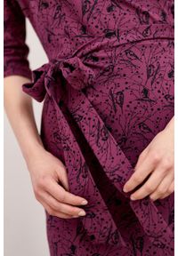 Marie Zélie - Sukienka Filomena Paridae śliwkowa. Materiał: bawełna, dzianina, materiał, elastan, tkanina, skóra. Typ sukienki: proste, kopertowe #6