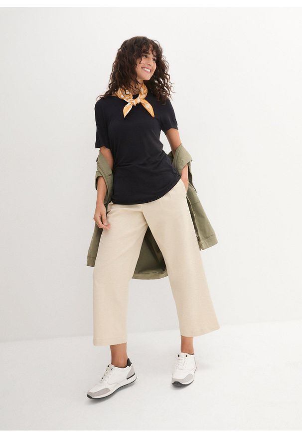 bonprix - Długi T-shirt z miękkiej wiskozy. Kolor: czarny. Materiał: wiskoza, bawełna. Długość: długie