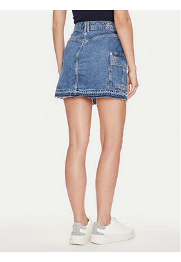 Guess Spódnica jeansowa W4YD52 D5B65 Niebieski Regular Fit. Kolor: niebieski. Materiał: bawełna