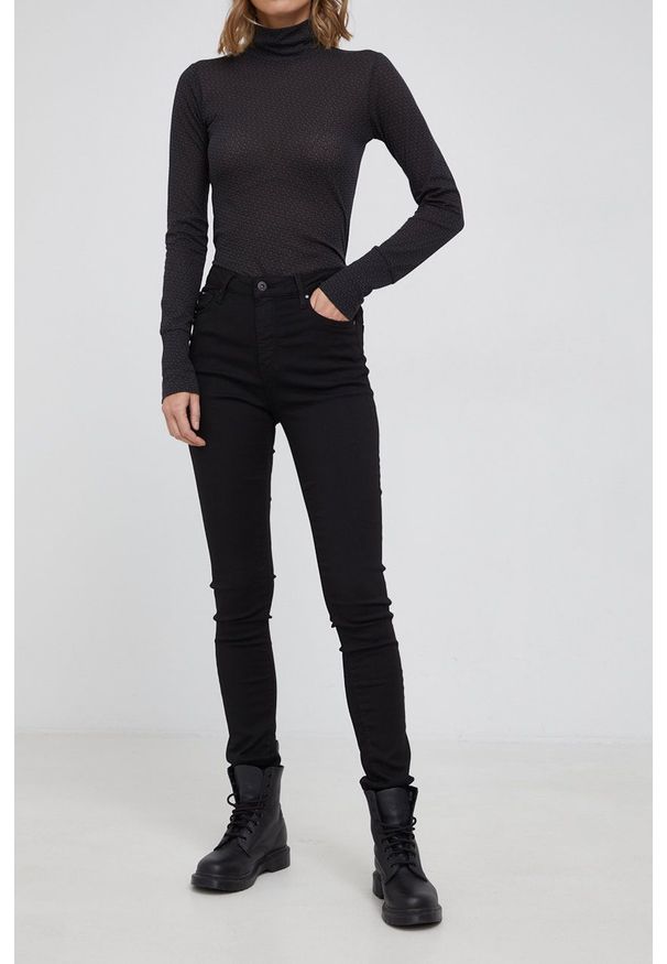 Pepe Jeans Spodnie Regent damskie high waist. Stan: podwyższony. Kolor: czarny. Materiał: tkanina