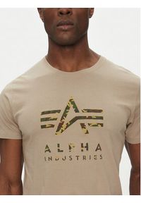 Alpha Industries T-Shirt Camo Puff 146506 Beżowy Regular Fit. Kolor: beżowy. Materiał: bawełna