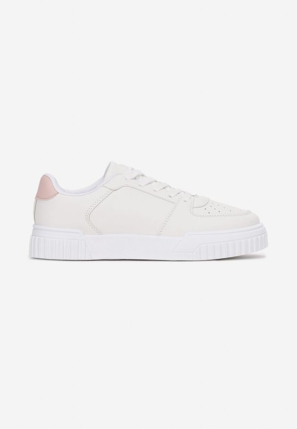 Born2be - Biało-Różowe Sneakersy Polane. Wysokość cholewki: przed kostkę. Zapięcie: sznurówki. Kolor: biały. Materiał: jeans. Szerokość cholewki: normalna. Wzór: aplikacja. Sezon: lato. Obcas: na płaskiej podeszwie
