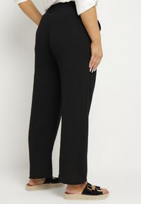 Born2be - Czarne Szerokie Spodnie z Bawełną i Wysokim Stanem Naitte. Okazja: na co dzień. Stan: podwyższony. Kolor: czarny. Materiał: bawełna. Styl: elegancki, casual #4