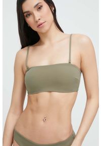 Calvin Klein biustonosz kąpielowy kolor zielony. Kolor: zielony. Materiał: włókno, materiał #3